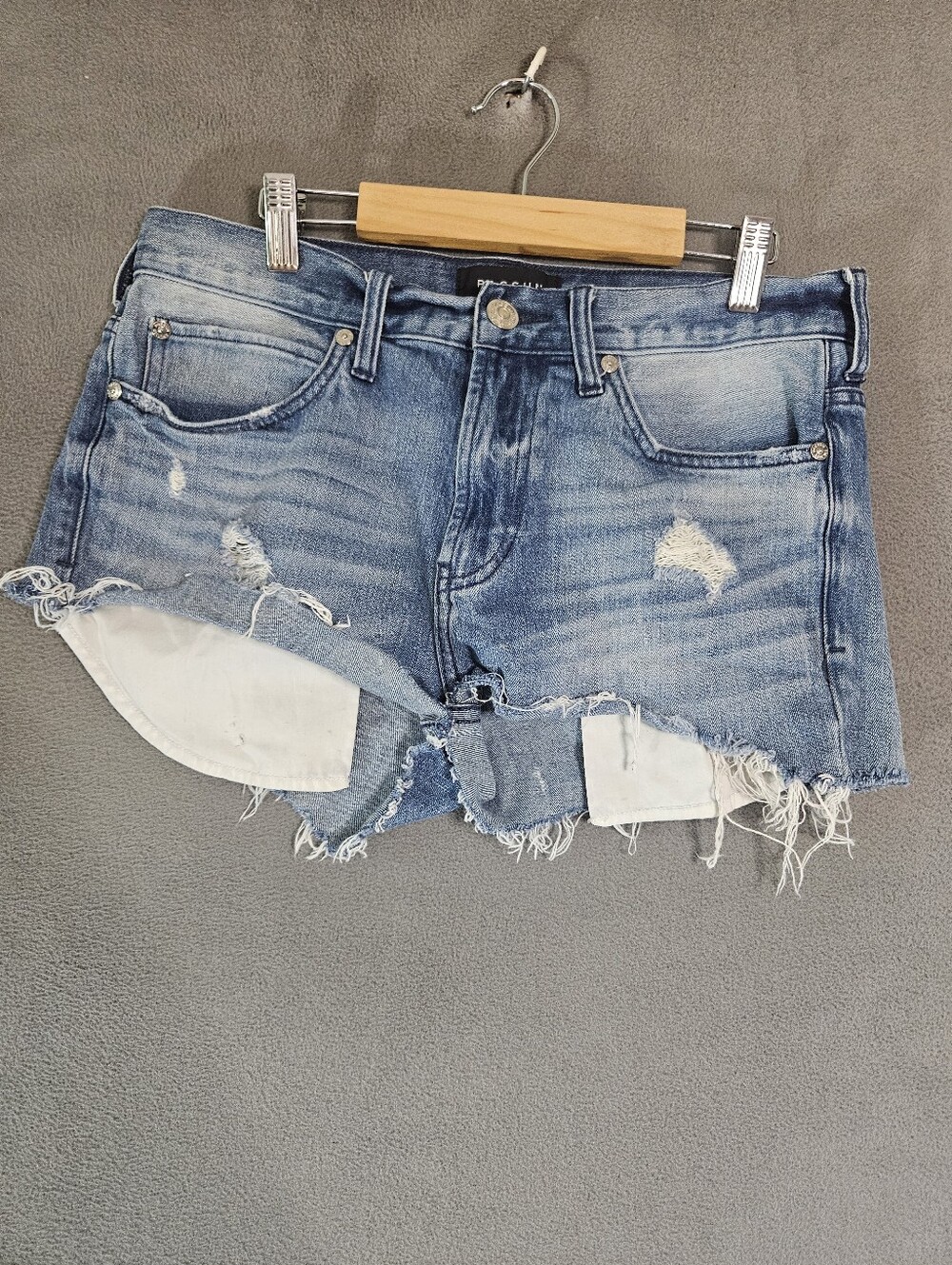 Pacsun Womens 30 Micro Jean Shorts Blue Destressed Fyre Hem Mini Grunge
